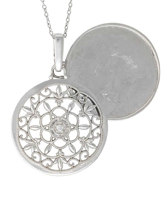 With You Lockets Birdie Photo Locket Necklace with Diamond Accent in