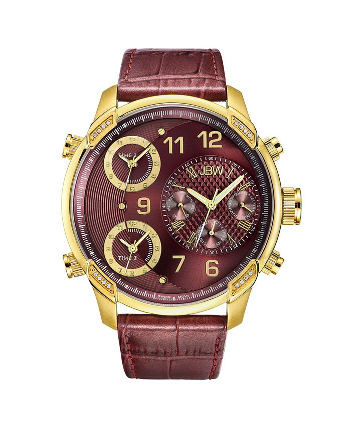 Jbw Men s G4 Diamond 1 6 ct.t.w. 18k Gold Plated Stainless Steel