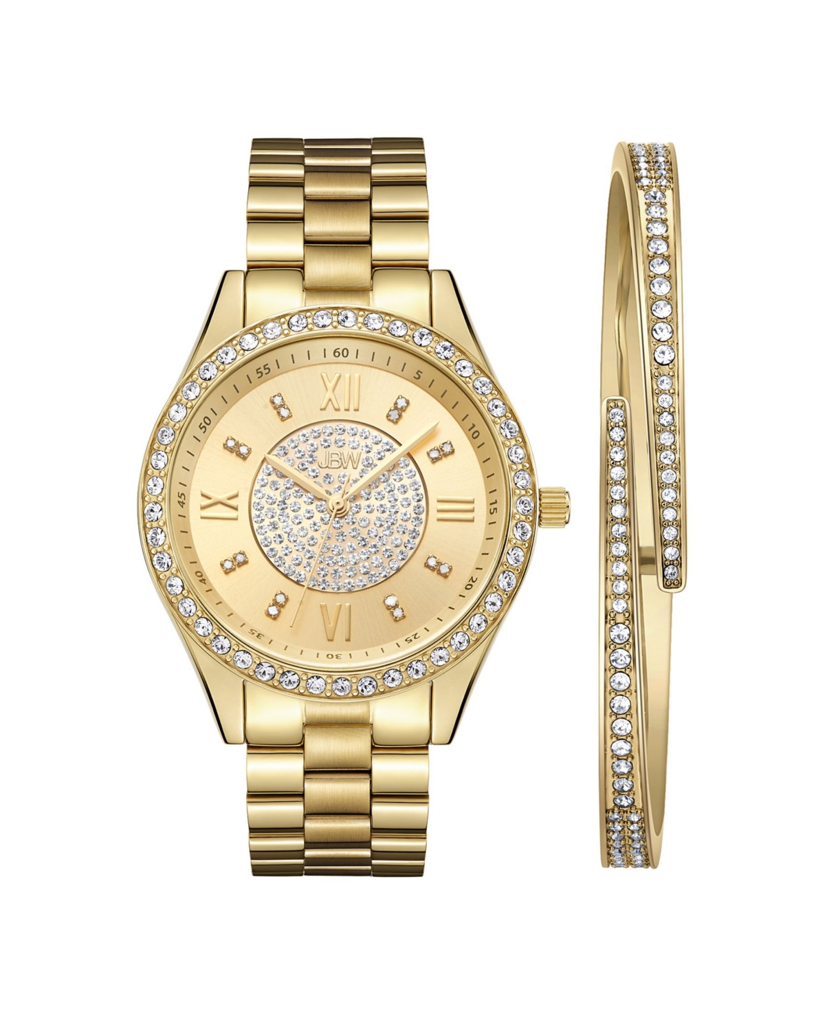 Women's Mondrian Jewelry Set Diamond (1/6 ct.t.w.) 18k Gold Plated Stainless Steel Watch - Gold