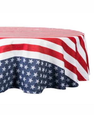 Design Imports Stars And Stripes Table Cloth 70" Round In Red