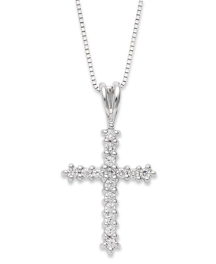 Macy's white gold cross necklace sale