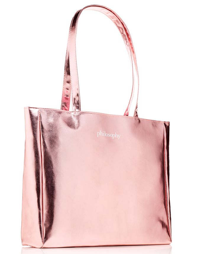 Rose gold metallic tote bag on sale