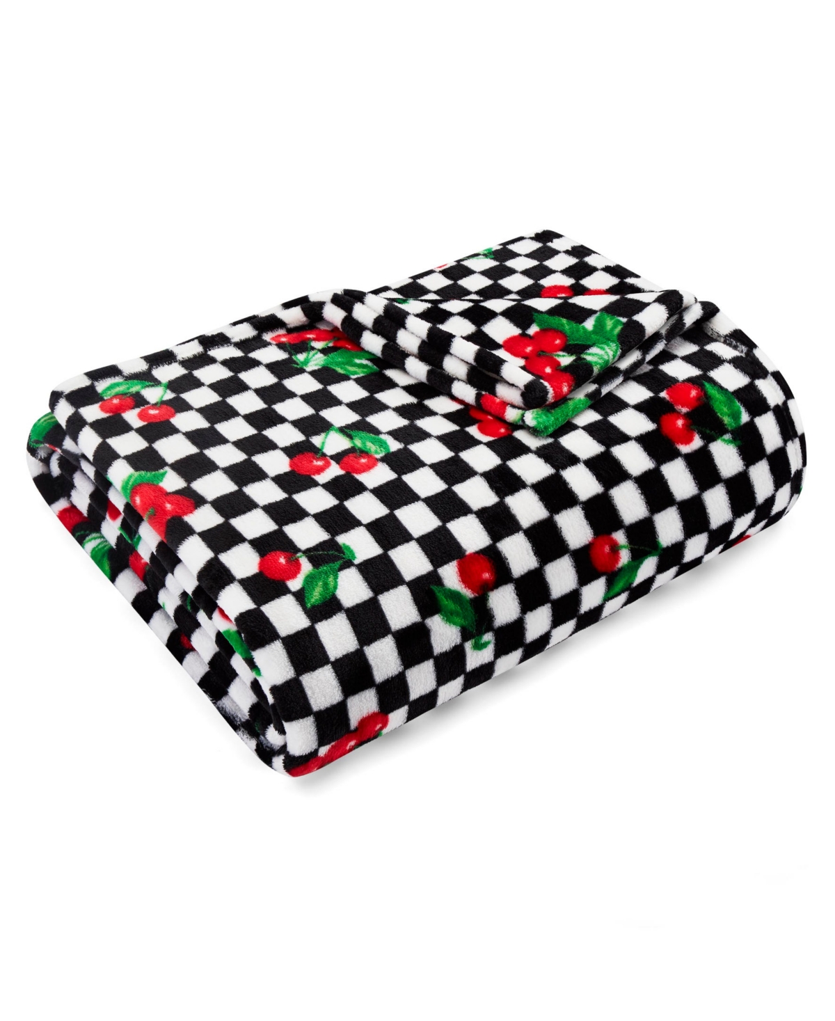 Betsey Johnson Ultra Soft Plush Fleece Throw, 50" X 70" In Cherry Checkered