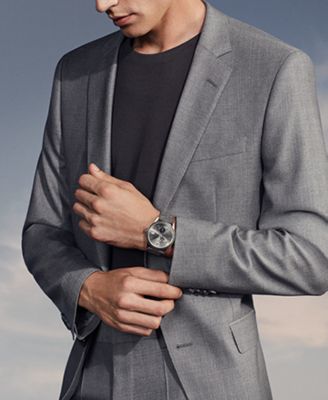 BOSS Men's Legacy Gray Fabric Strap Watch 44mm