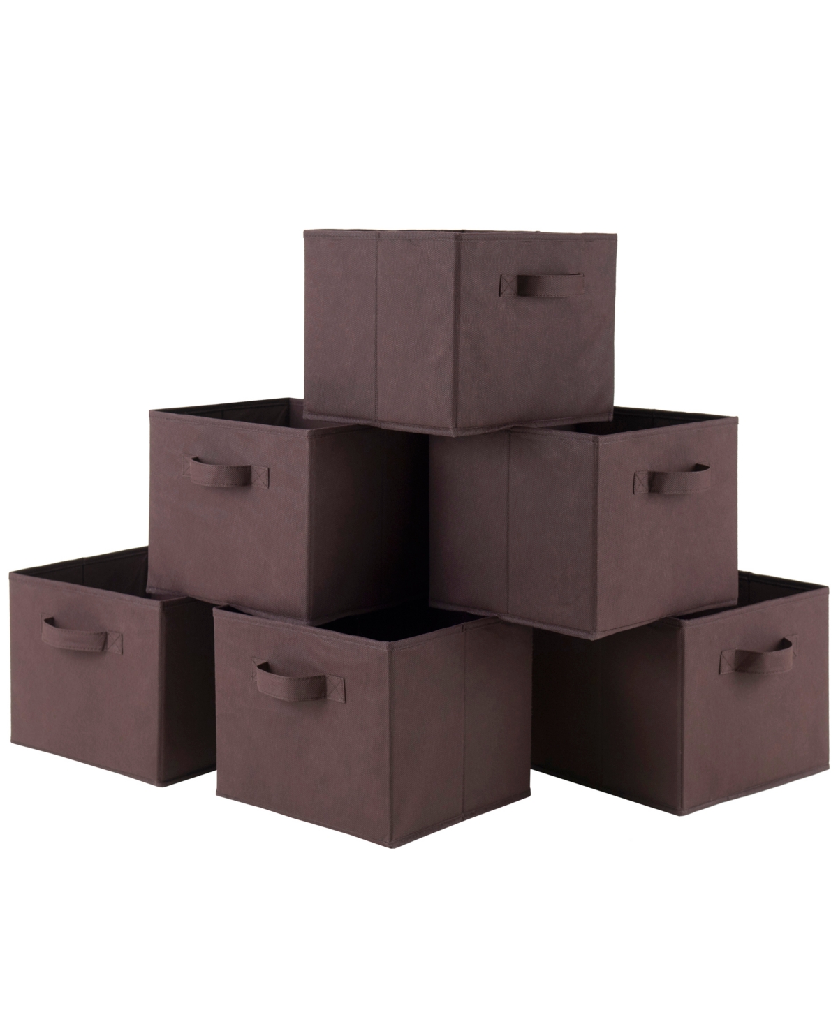 Capri Set of 6 Foldable Chocolate Fabric Baskets - Chocolate