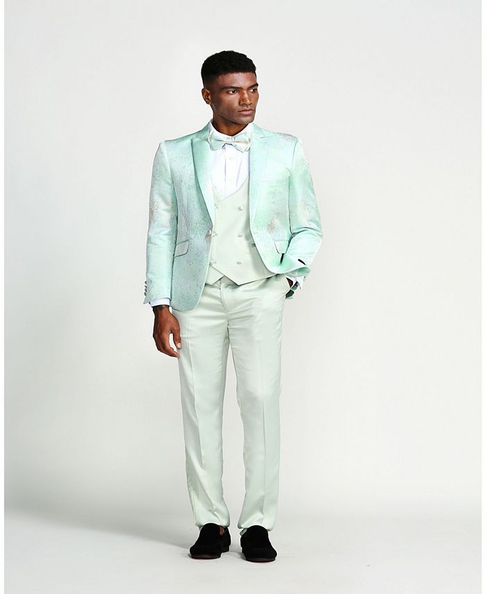 Men’s Designer Teal Velvet Suit – Slim Fit Peak Lapel 2-Piece by Tazzio