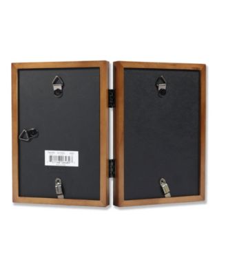 766046D Nutmeg Wood Hinged Double Picture Frame - 4" x 6"