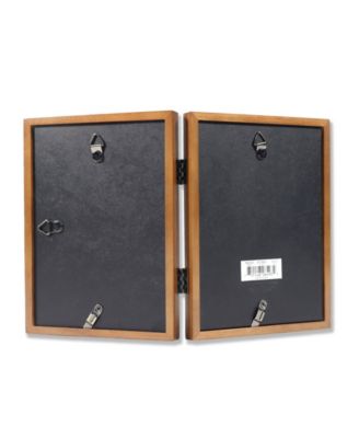 766057D Nutmeg Wood Hinged Double Picture Frame - 5" x 7"