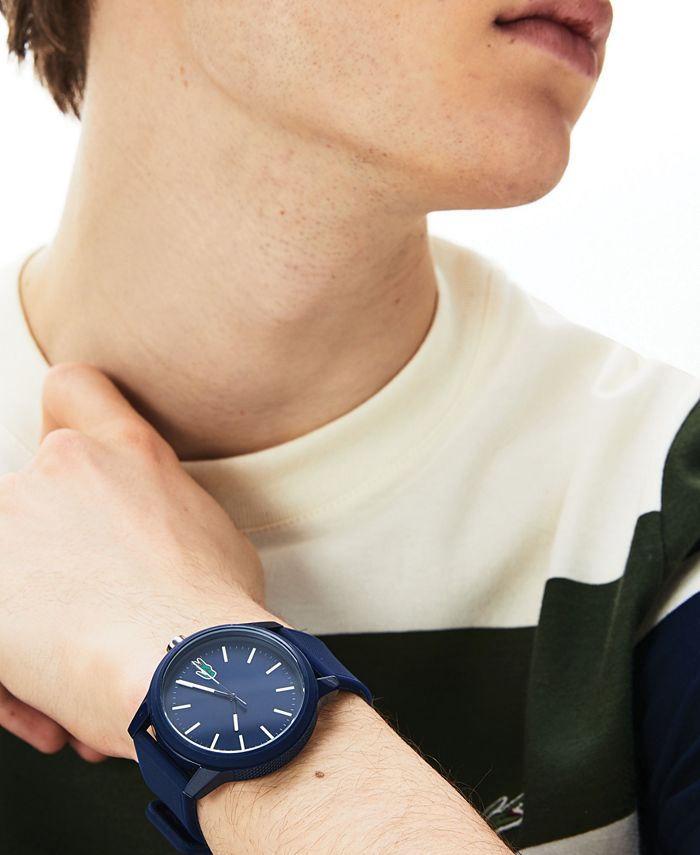 Lacoste Men's 12.12 Blue Silicone Strap Watch 42mm Macy's