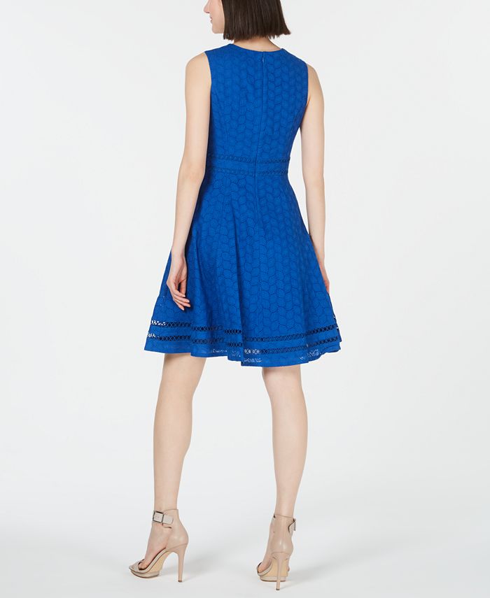 Calvin Klein Eyelet Lace Fit & Flare Dress - Macy's