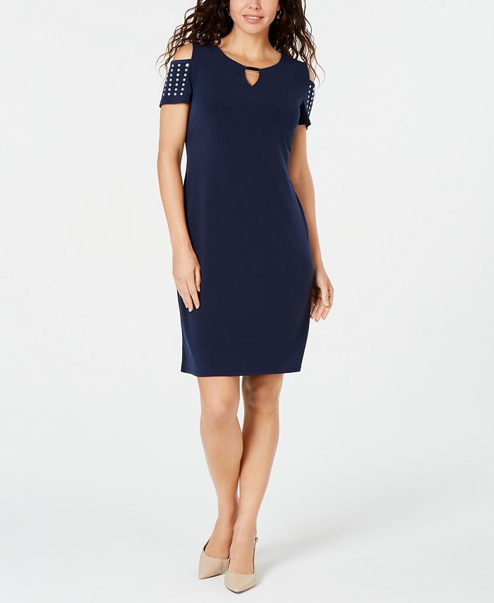 JM Collection Studded Cold-Shoulder Dress, Created for Macy's - Macy's