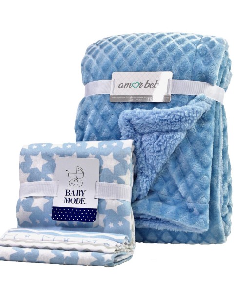 Детские 3 Stories Trading Baby Boy or Baby Girl 5 Piece Blanket Gift Set