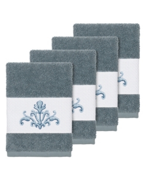 Linum Home Turkish Cotton Scarlet 4-pc. Embellished Bath Towel Set Bedding In Teal