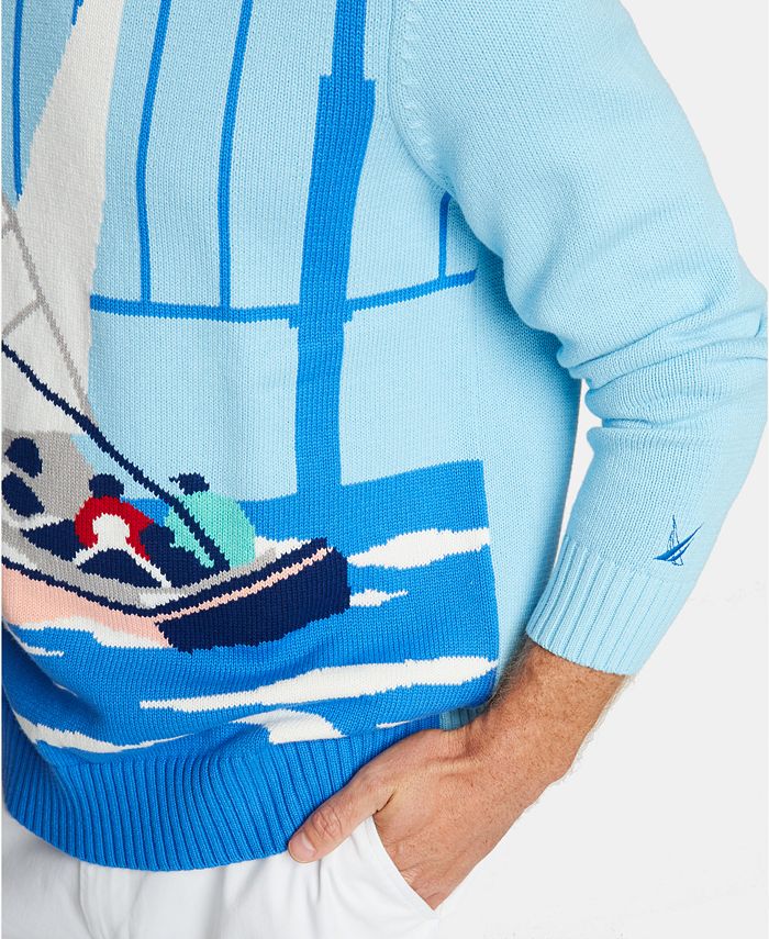 Nautica Men's Cotton Intarsia Sailboat Sweater, Created for Macy's Macy's