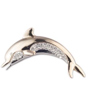 Anne Klein Two-tone Pave Dolphin Pin, Created For Macy's In Crystal
