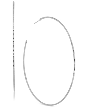 Essentials Large Textured Skinny Large Hoop in Fine Silver Plate Earrings