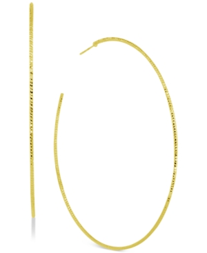 image of Essentials Large Textured Skinny Large Hoop in Fine Silver Plate Earrings