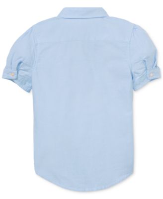 Girls 2T-6X Short-Sleeve Solid Oxford Shirt