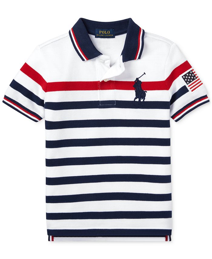 Polo Ralph Lauren Little Boys Striped Cotton Mesh Polo Shirt - Macy's