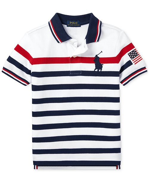 Polo Ralph Lauren Little Boys Striped Cotton Mesh Polo Shirt    