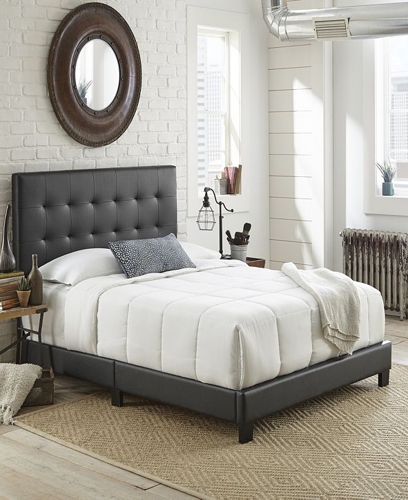 Ultima Hudson Full Faux Leather Upholstered Platform Bed ...