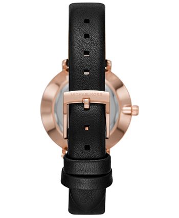 Michael Kors Women's Mini Pyper Black Leather Strap Watch 32mm
