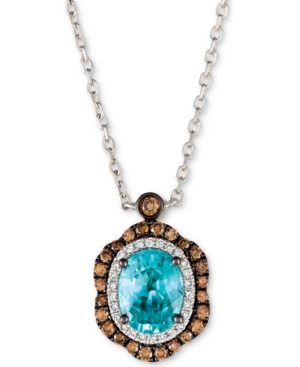 image of Le Vian Blueberry Zircon (1-9/10 ct. t.w.), Vanilla Diamonds (1/8 ct. t.w.) & Chocolate Diamonds (1/3 ct. t.w.) Pendant Neckace in 14k White Gold