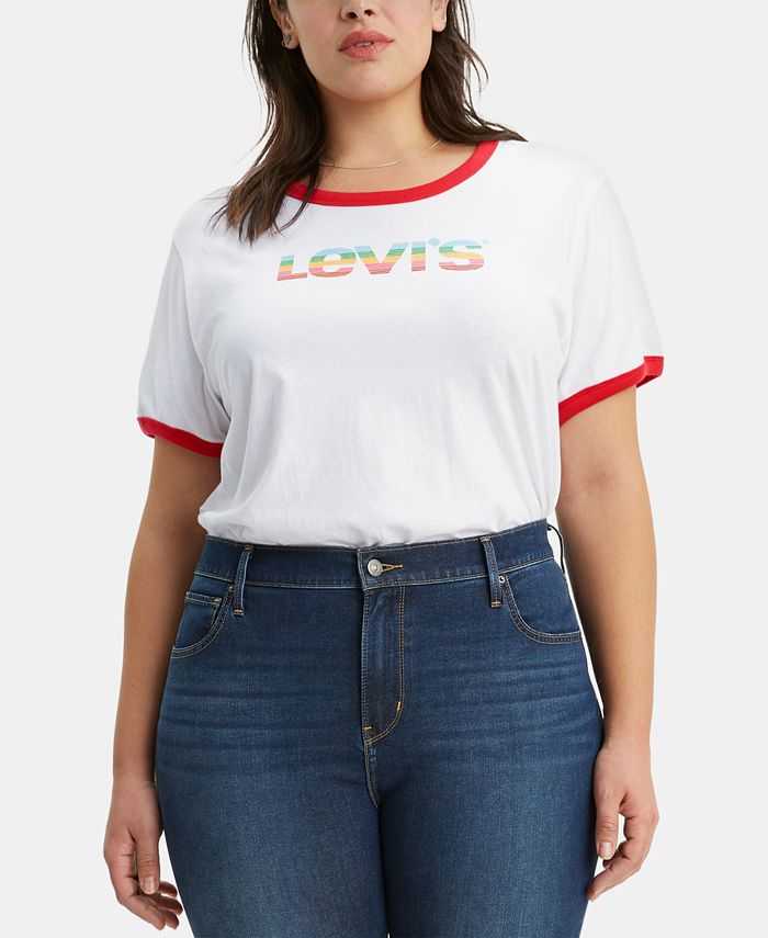 Levi's Trendy Plus Size Graphic Ringer T-Shirt & Reviews - Tops - Plus ...