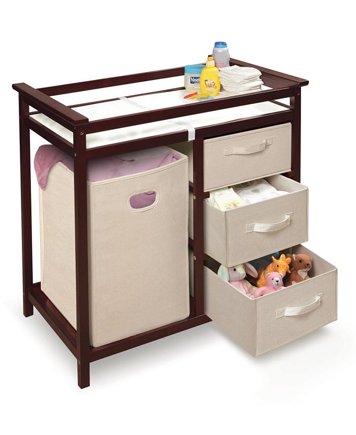 Badger Basket Modern Baby Changing Table with Hamper and 3 Baskets