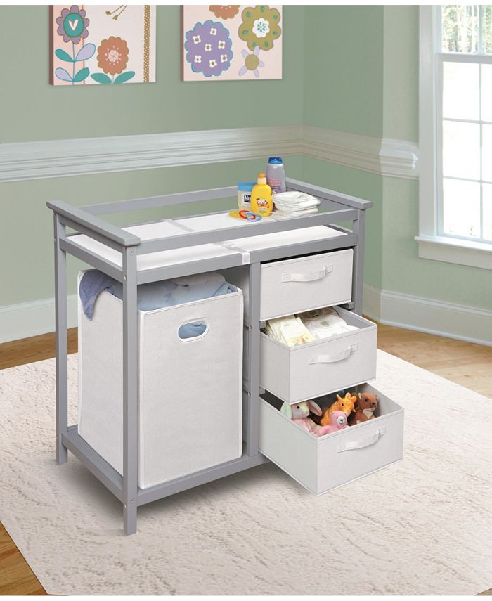 Badger Basket Modern Baby Changing Table with Hamper and 3 Baskets OVERMAX Macy's
