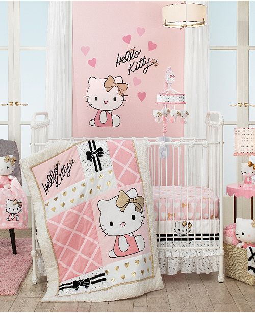 Lambs Ivy Hello Kitty With Hearts Nursery 3 Piece Baby Crib