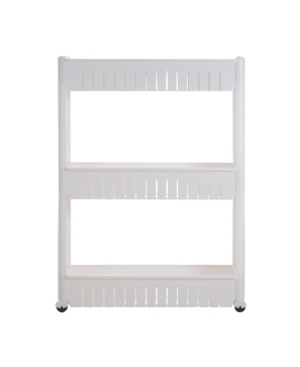 Trademark Global Everyday Home 3 Tier Slide Out Laundry Cart On Rollers In White