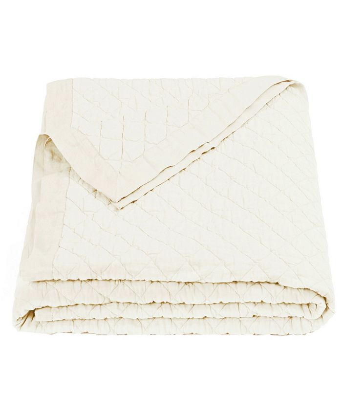 HiEnd Accents - Diamond Pattern Linen Quilt, Queen, in Vintage White