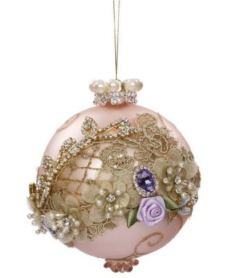 Mark Roberts - Floral Jewel Pink Ball Ornament - 5 Inches