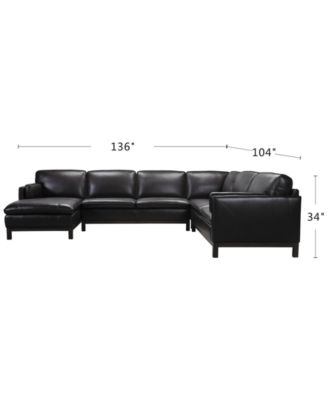 CLOSEOUT! Virton 136" 4-Pc. Leather Chaise Sectional Sofa, Created for Macy's