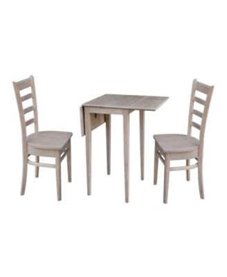 International Concepts Small Drop Leaf Table with Two Chairs