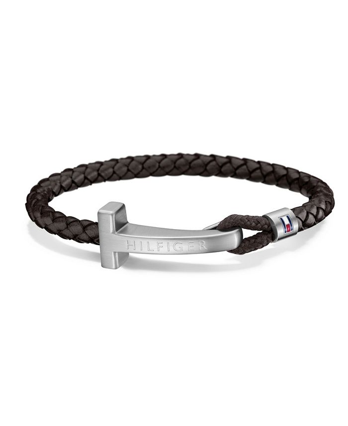 Tommy Hilfiger Men's Stainless Steel Braided Leather Bracelet & Reviews ...