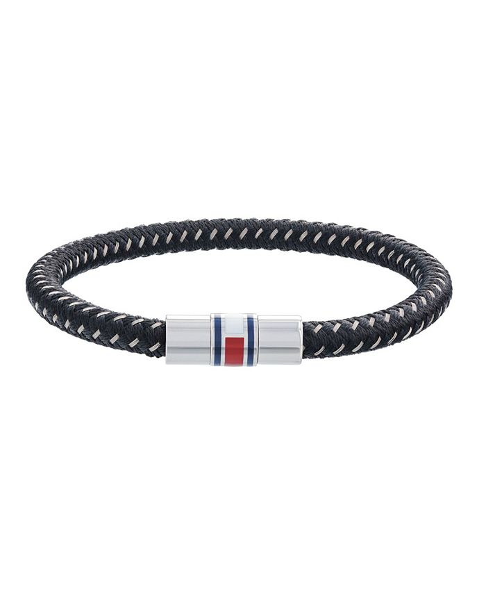 Tommy Hilfiger Men's Stainless Steel Braided Leather Bracelet - Macy's