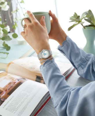 Women's Swiss Automatic Record Collection Diamond-Accent Stainless Steel Bracelet Watch 30mm