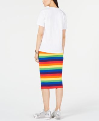 Michael Kors Rainbow-Striped Pencil Skirt