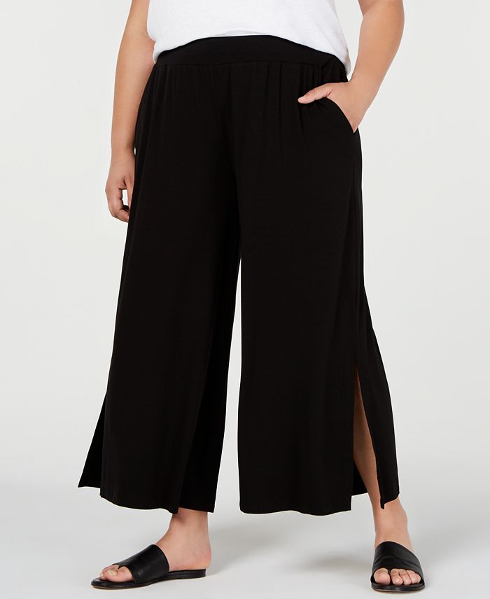Eileen Fisher Plus Size Split Wide-Leg Pants - Macy's