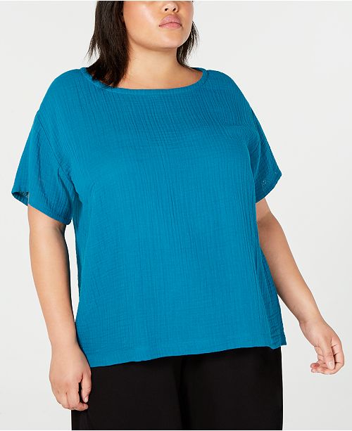 Eileen Fisher Plus Size Organic Cotton Shirt Reviews Tops Plus
