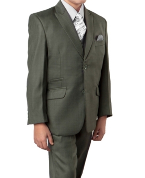 image of Tazio Husky Boys Solid Slanted Pocket 2 Button Front Closure Boys Suit 5 Piece