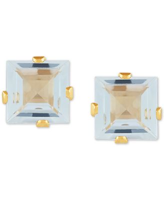 aquamarine square stud earrings