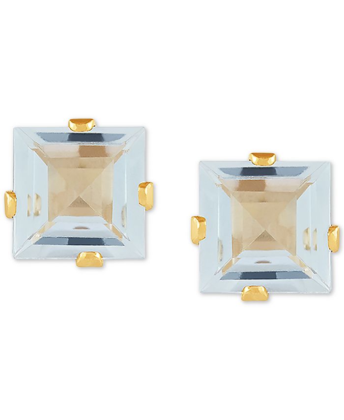 Macy s Aquamarine Square Stud Earrings 1 ct. t.w. in 14k Gold