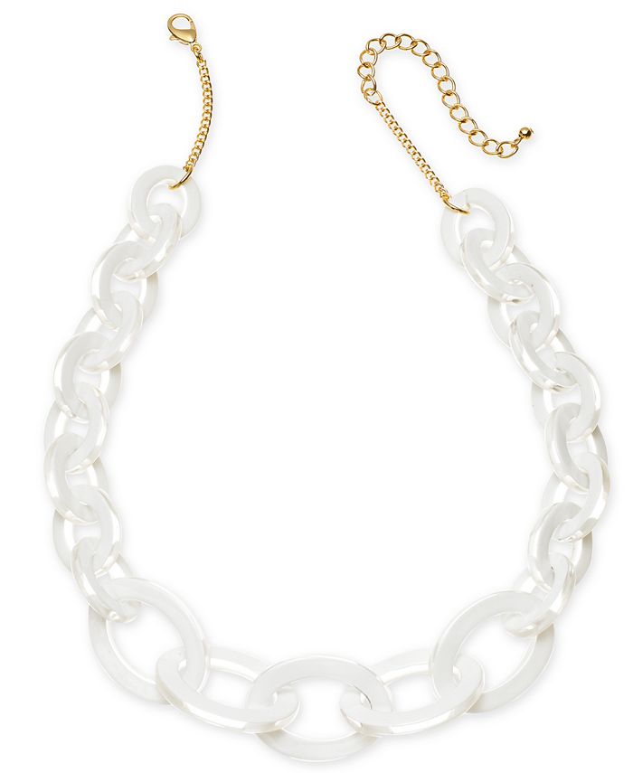 INC International Concepts INC Gold-Tone White Link Frontal Necklace ...
