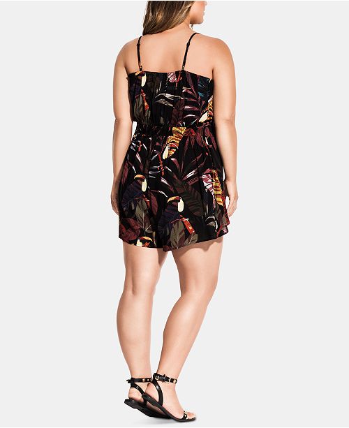 City Chic Plus Size Playsuit Printed Belted Romper ...