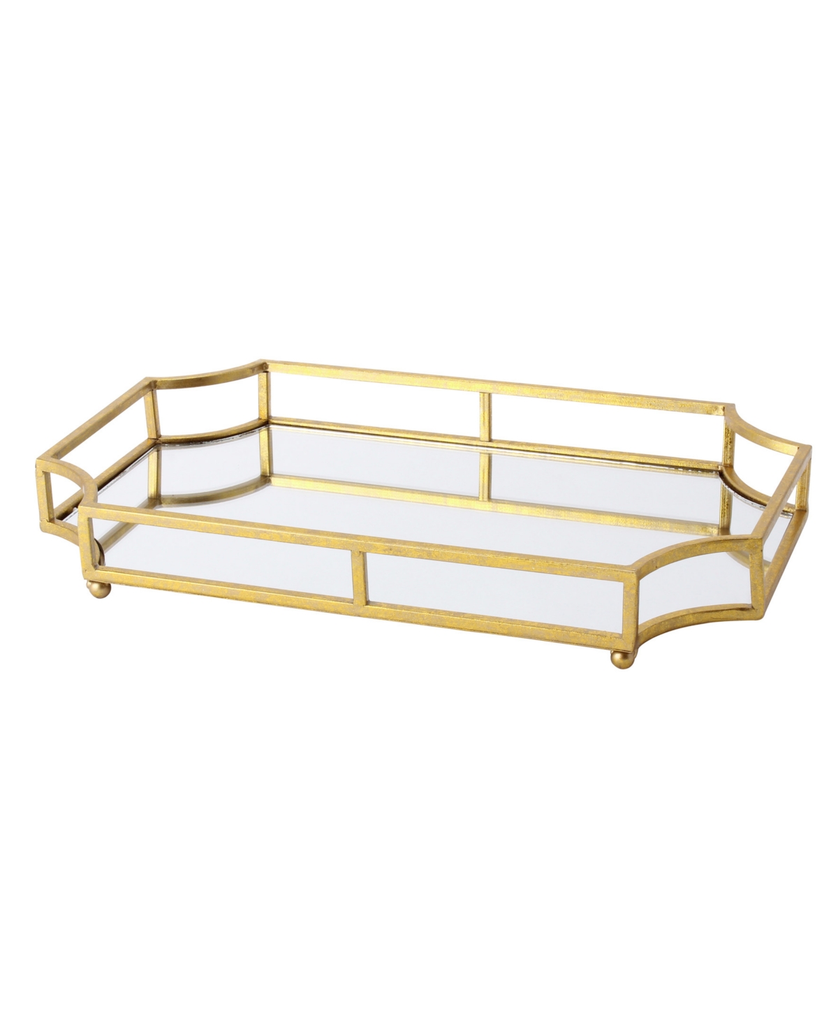Kate And Laurel Ciel Metal Mirrored Scalloped Decorative Tray In Gold