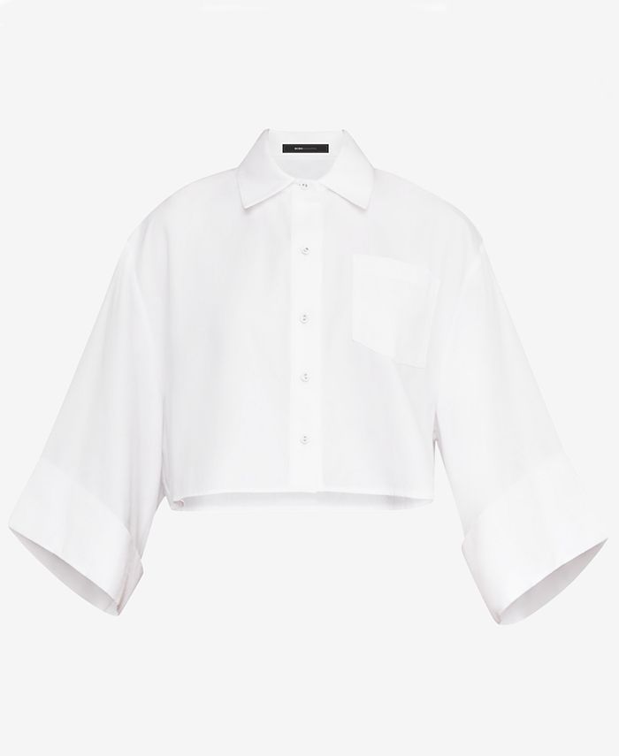 BCBGMAXAZRIA Cotton Cropped Shirt - Macy's