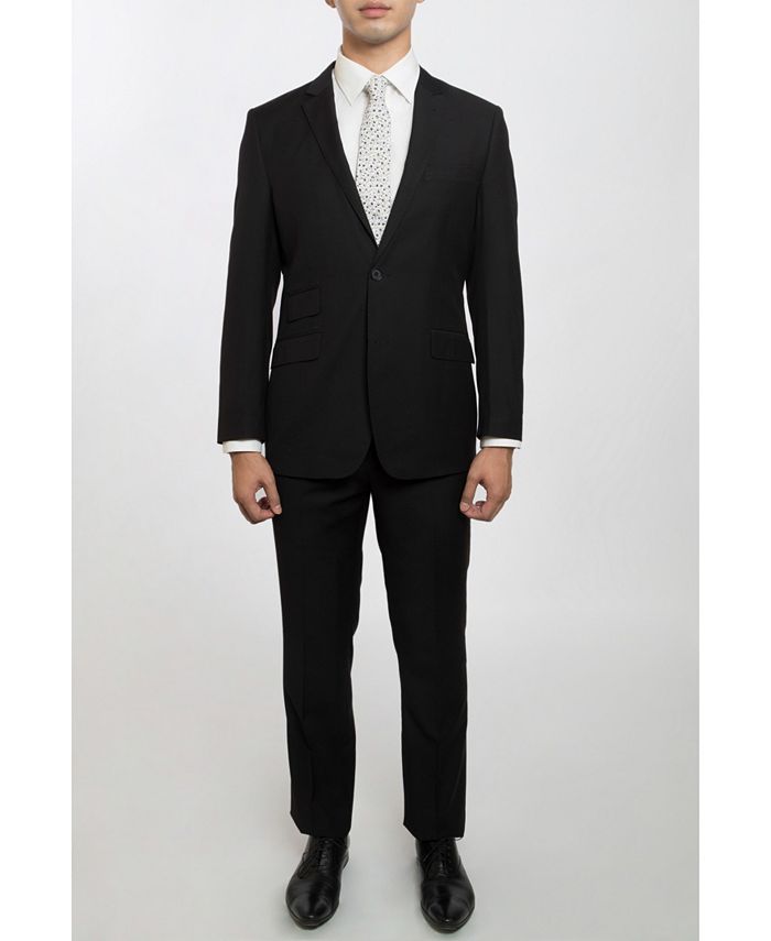 English Laundry Two Button Notch Lapel Slim Fit Men's Black Suit With Flat Front Pants Macy's